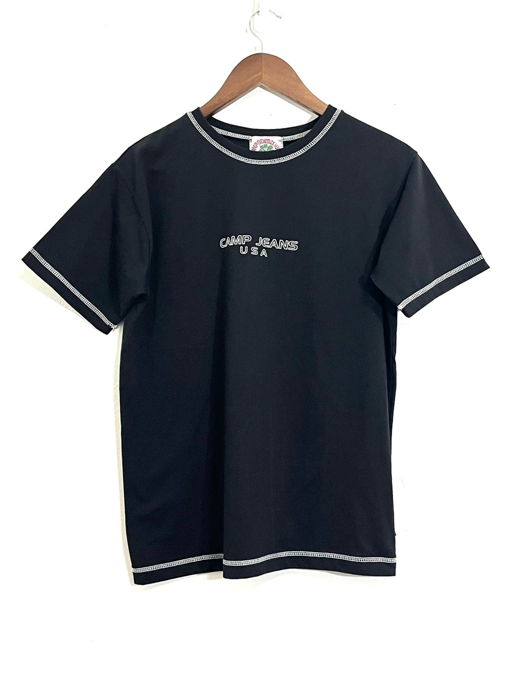 Vintage Camp Beverly Hills T Shirt Black Contrast Stitch Camp Jeans USA 90s